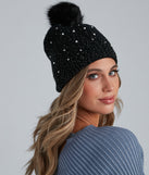Rhinestone And Pearl Luxe Knit Beanie