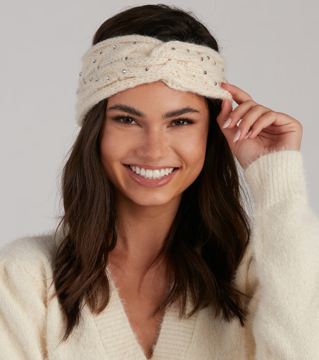 Perfect Shine Rhinestone Cable Knit Headband