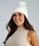 Glam Touch Rhinestone Pom Beanie