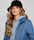 Trendy Moves Faux Leather Bucket Hat for 2022 festival outfits, festival dress, outfits for raves, concert outfits, and/or club outfits