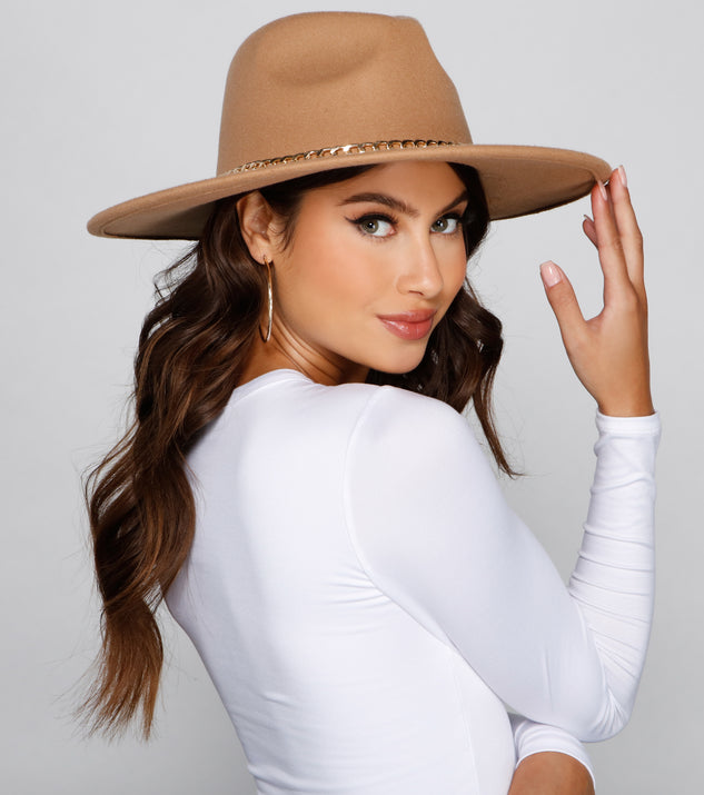 Trendy Glam Chain Detail Panama Hat