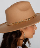 Trendy Glam Chain Detail Panama Hat