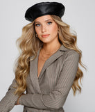 Classic Sophistication Faux Leather Beret is a trendy pick to create 2023 festival outfits, festival dresses, outfits for concerts or raves, and complete your best party outfits!