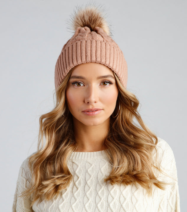 Winter Ready Pom Cable Knit Beanie