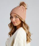 Winter Ready Pom Cable Knit Beanie