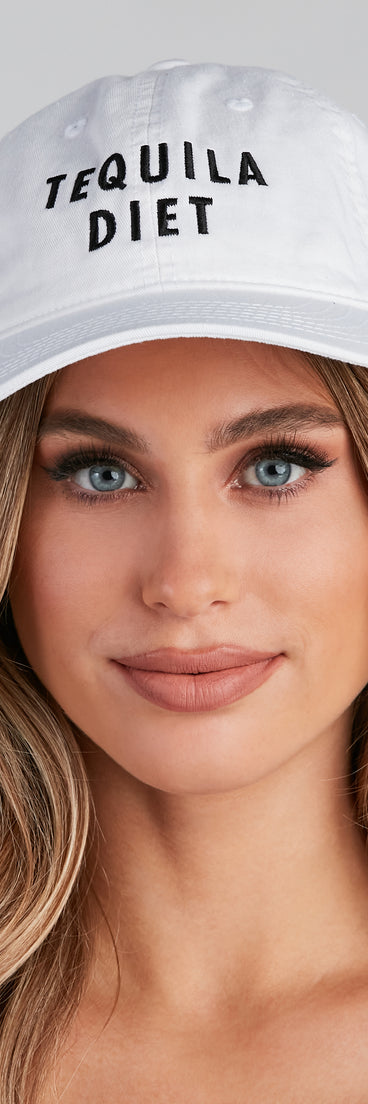 Tequila Diet Script Cap is a trendy pick to create 2023 festival outfits, festival dresses, outfits for concerts or raves, and complete your best party outfits!
