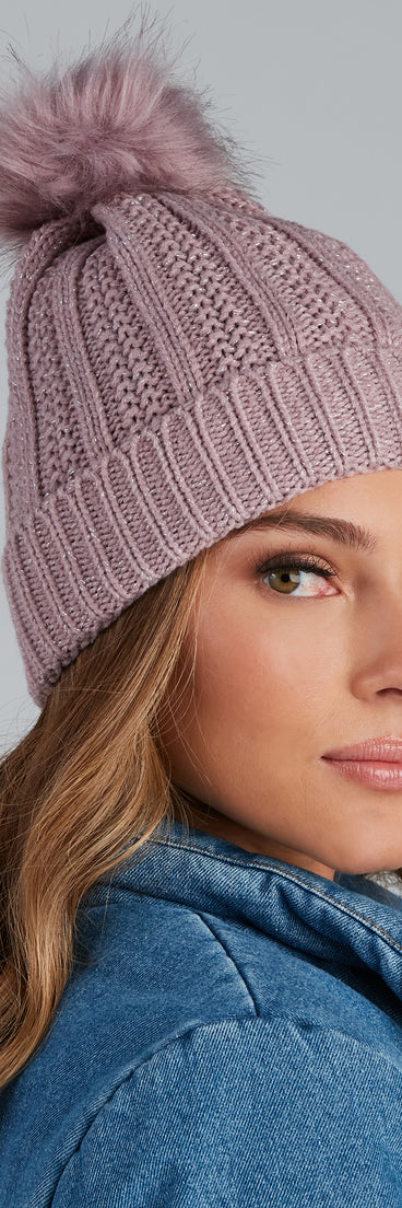 Cutie Pom Twist Knit Beanie