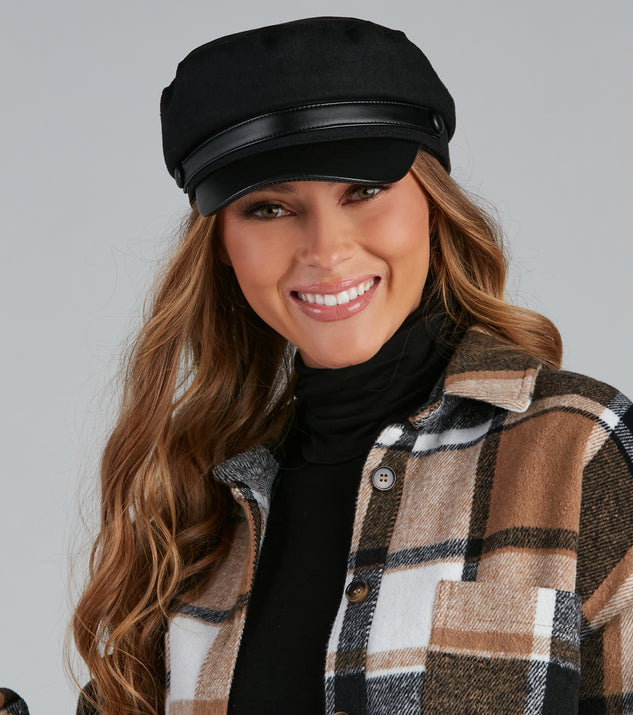 City Slicker Faux Leather Brim Cabby Hat is a trendy pick to create 2023 festival outfits, festival dresses, outfits for concerts or raves, and complete your best party outfits!
