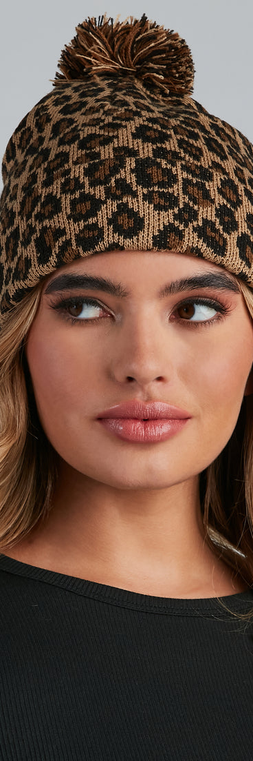 In The Wild Leopard Pom Beanie for 2022 festival outfits, festival dress, outfits for raves, concert outfits, and/or club outfits