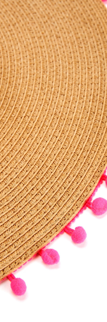 Pretty In Pom Pom Straw Hat
