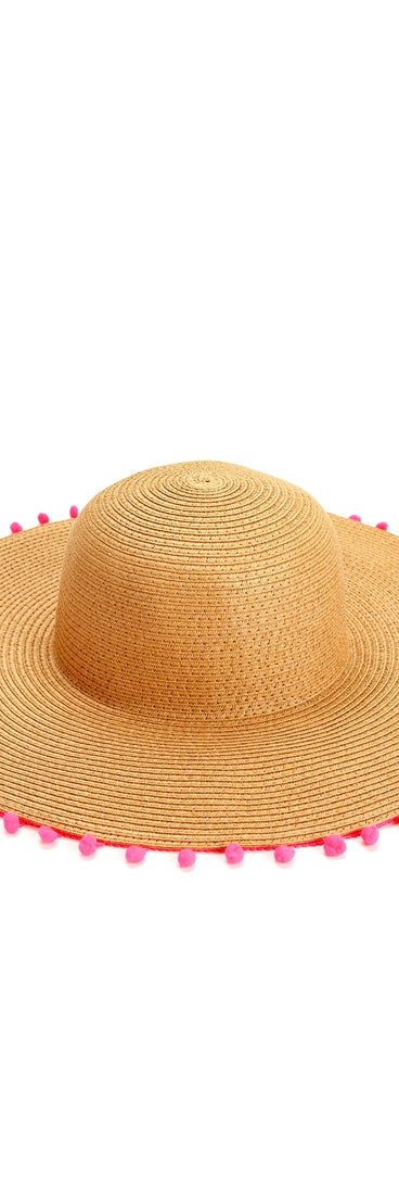 Pretty In Pom Pom Straw Hat