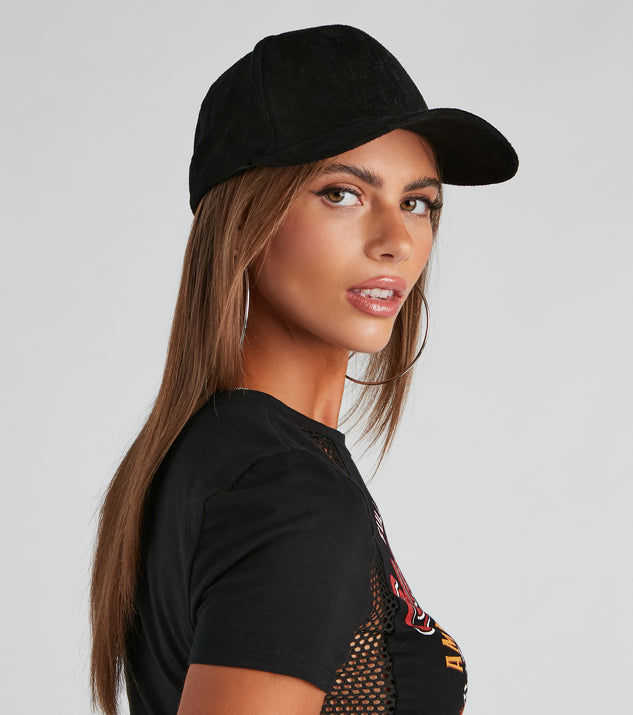 Elevated Faux Suede Baseball Cap is a trendy pick to create 2023 festival outfits, festival dresses, outfits for concerts or raves, and complete your best party outfits!
