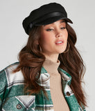 Downtown Chic Faux Leather Cabbie Hat is a trendy pick to create 2023 festival outfits, festival dresses, outfits for concerts or raves, and complete your best party outfits!