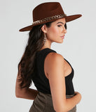 Western Girl Chain Band Panama Hat in Brown