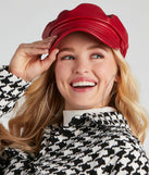 City Nights Faux Leather Cabby Hat