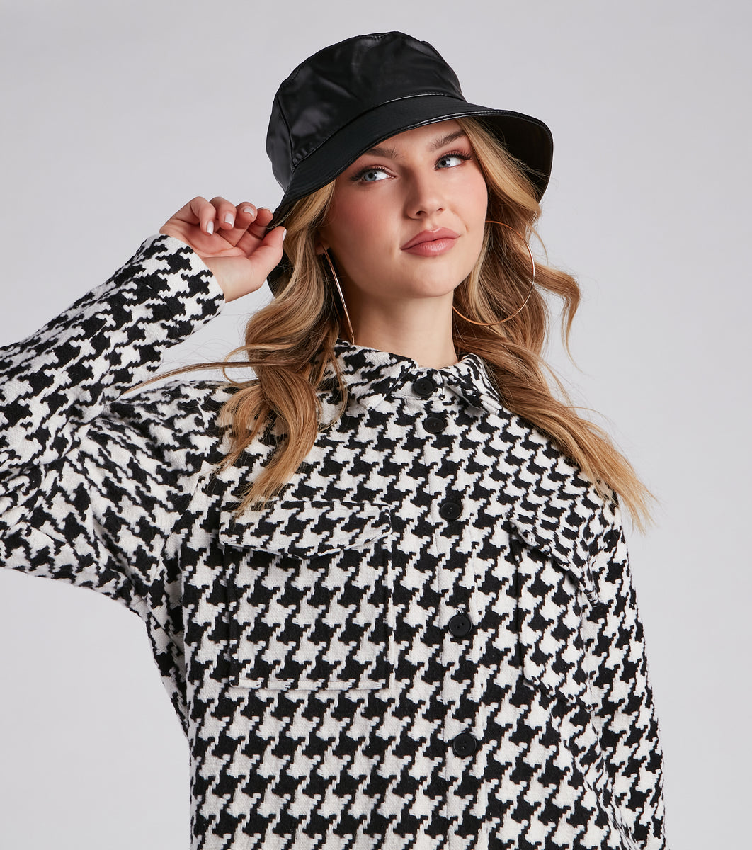 Trendy And Sleek Faux Leather Bucket Hat