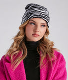 Safari Cutie Zebra Print Knit Beanie