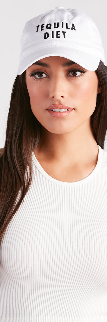 You’ll look stunning in the Tequila Diet Baseball Cap when paired with its matching separate to create a glam clothing set perfect for parties, date nights, concert outfits, back-to-school attire, or for any summer event!