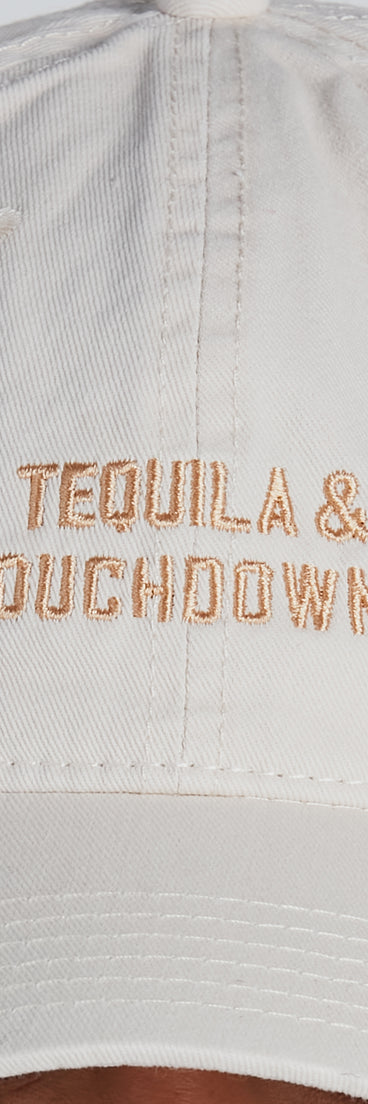 Tequila And Touchdowns Baseball Cap is a fire pick to create a concert outfit, 2024 festival looks, outfits for raves, or to complete your best party outfits or clubwear!
