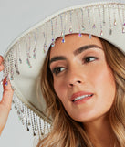 Glam Babe Iridescent Rhinestone Fringe Cowboy Hat is a fire pick to create a concert outfit, 2024 festival looks, outfits for raves, or to complete your best party outfits or clubwear!