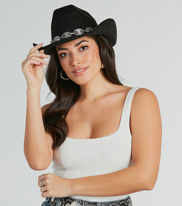 Western Chic Chain Trim Cowboy Hat is a fire pick to create a concert outfit, 2024 festival looks, outfits for raves, or to complete your best party outfits or clubwear!
