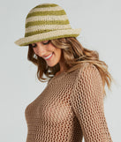 Summer Perfection Striped Crochet Straw Bucket Hat