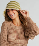 Summer Perfection Striped Crochet Straw Bucket Hat