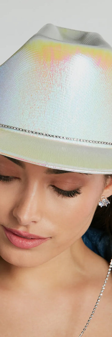 Futuristic Babe Holographic Rhinestone Cowboy Hat