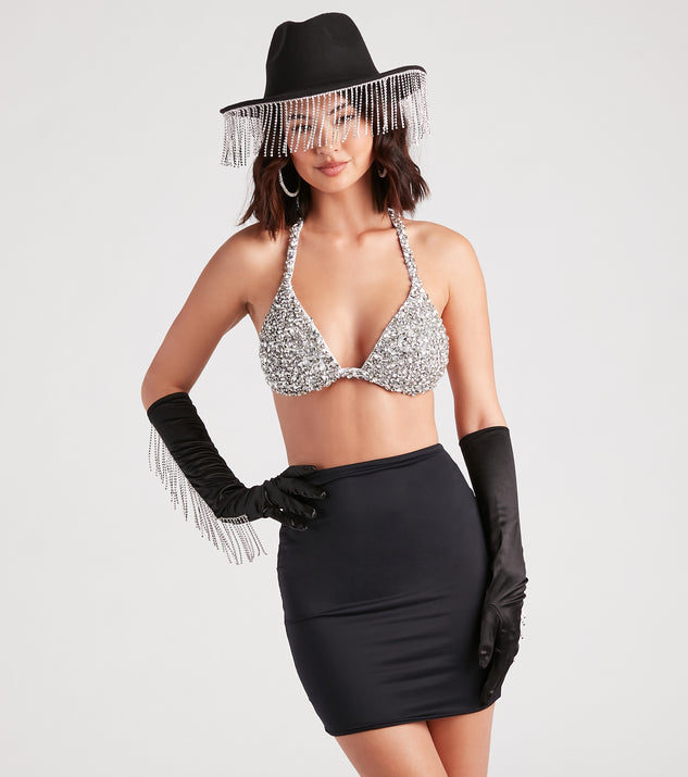 windsor handschuhe Such A Showstopper Rhinestone Fringe Satin Gloves
