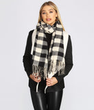 Buffalo Plaid Fringe Scarf elevates your outfits for holiday events, Christmas attire, formal events, or holiday party dresses to look picture-perfect at any event this season!