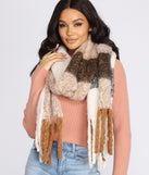 Plaid Fringe Over-Sized Scarf for 2022 festival outfits, festival dress, outfits for raves, concert outfits, and/or club outfits