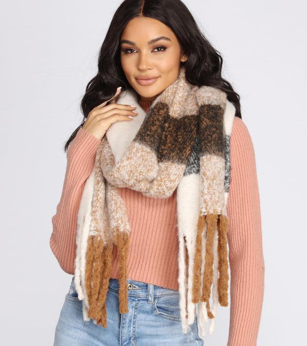 Plaid Fringe Over-Sized Scarf for 2022 festival outfits, festival dress, outfits for raves, concert outfits, and/or club outfits