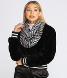 Frayed Houndstooth Plaid Infinity Scarf