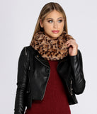 Leopard Faux Fur Infinity Scarf for 2022 festival outfits, festival dress, outfits for raves, concert outfits, and/or club outfits