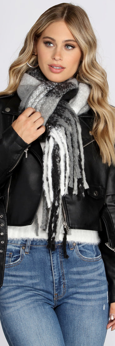 Shades Of Gray Plaid Scarf