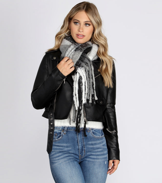Shades Of Gray Plaid Scarf