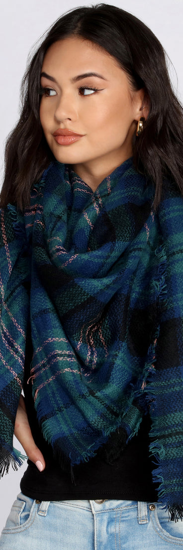 Keep It Snug Plaid Blanket Scarf