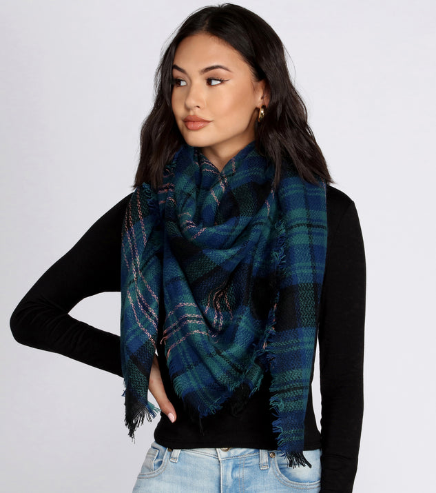 Keep It Snug Plaid Blanket Scarf