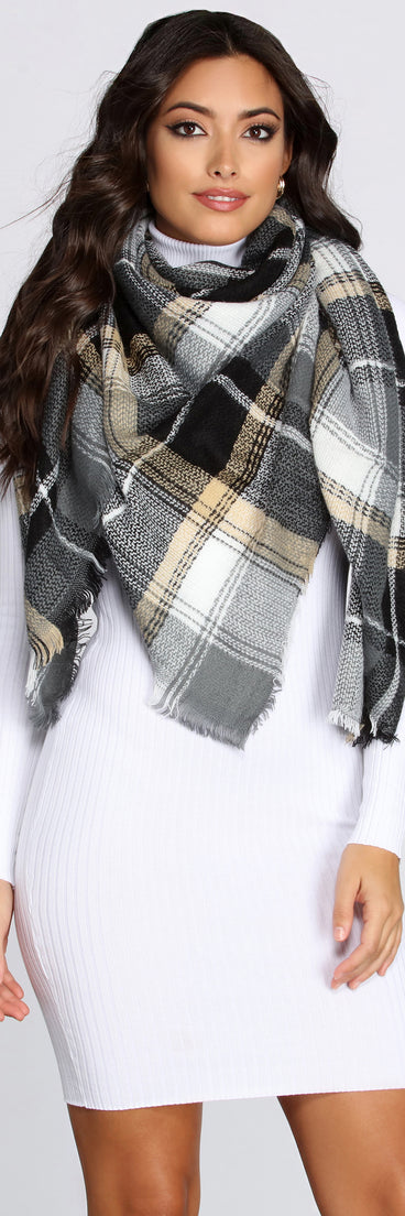 Cozy Feels Plaid Blanket Scarf