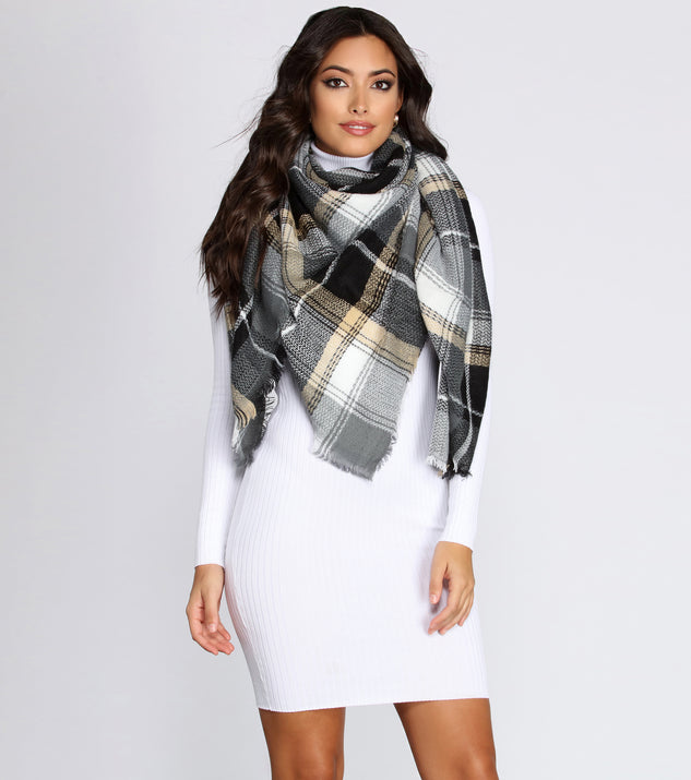 Cozy Feels Plaid Blanket Scarf