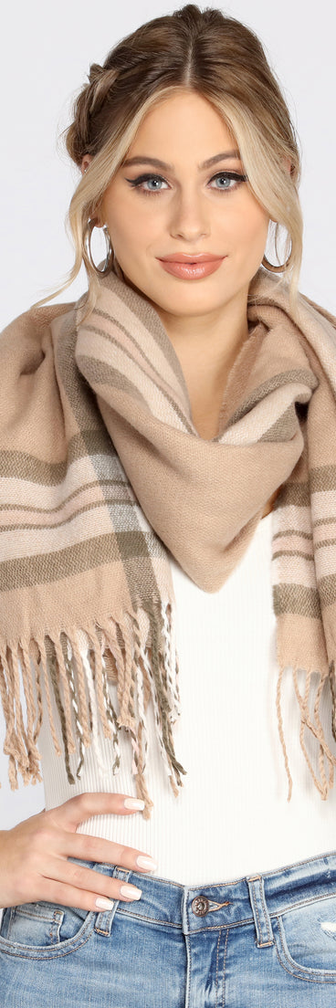 Classic Chic Plaid Fringe Scarf for 2022 festival outfits, festival dress, outfits for raves, concert outfits, and/or club outfits
