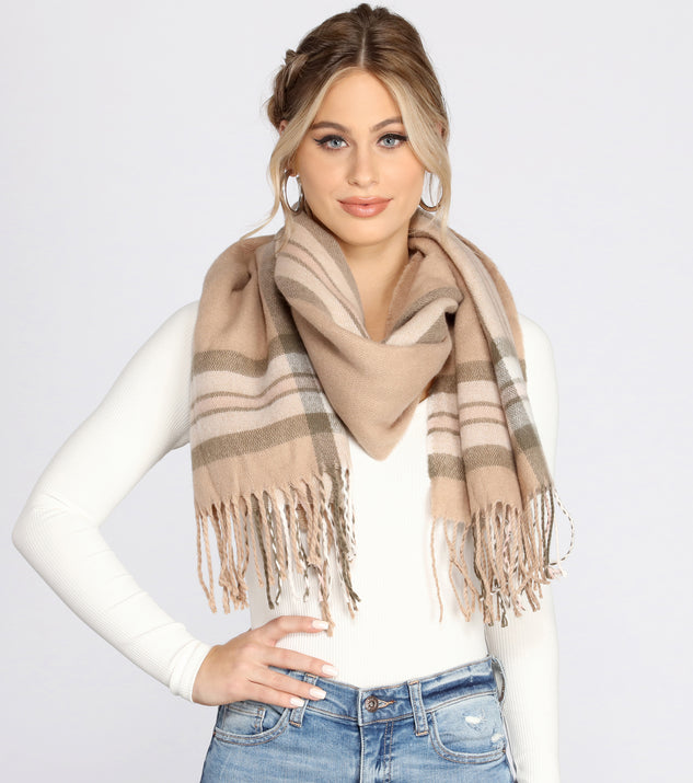 Classic Chic Plaid Fringe Scarf for 2022 festival outfits, festival dress, outfits for raves, concert outfits, and/or club outfits
