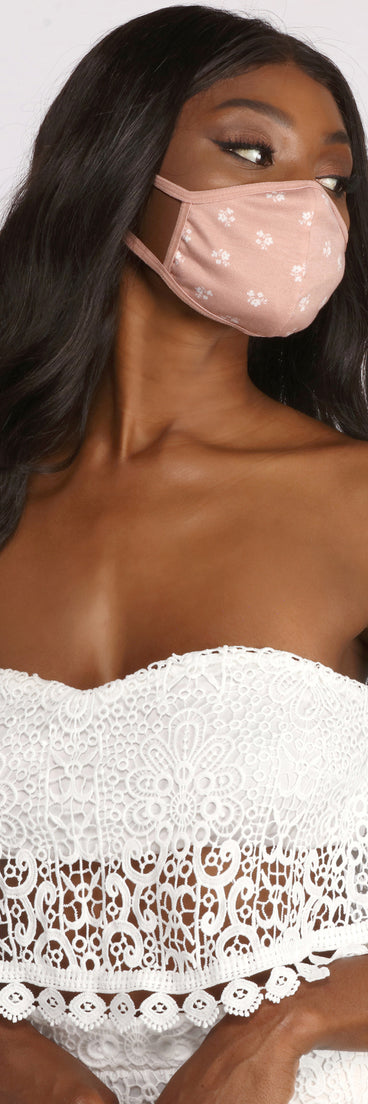 Reusable Dainty Floral Print Face Mask With Earloops