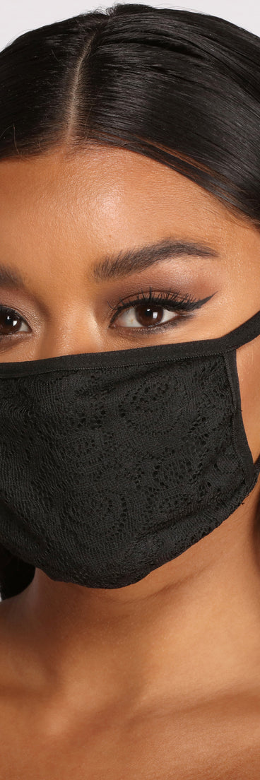 Floral Lace Face Mask With Earloops