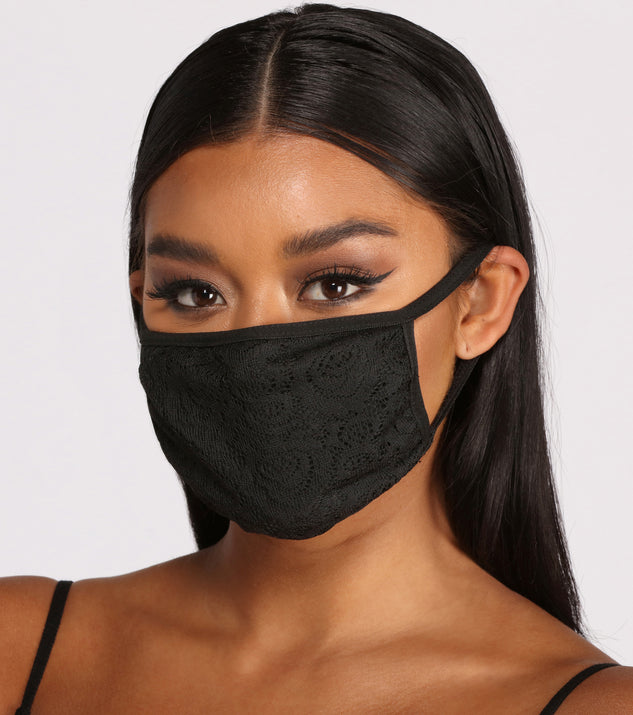 Floral Lace Face Mask With Earloops