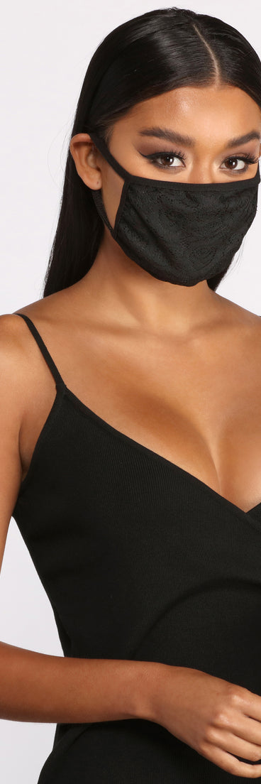 Floral Lace Face Mask With Earloops