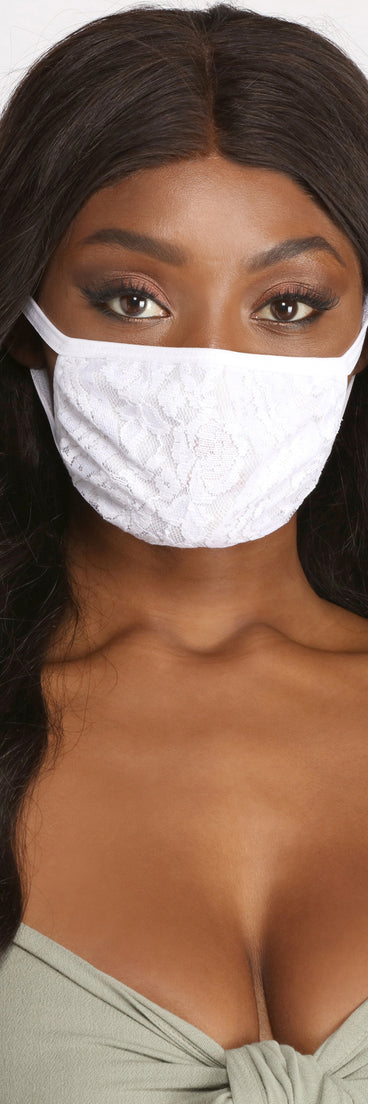 Floral Lace Face Mask With Earloops