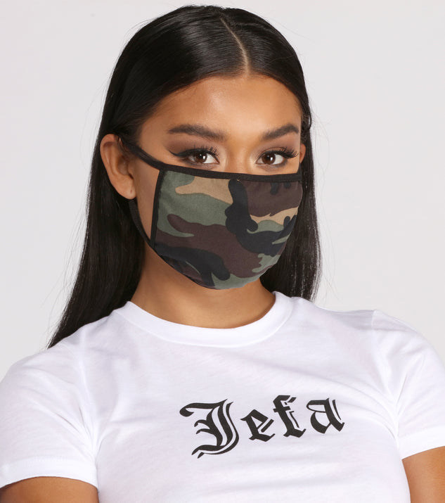 Camo Print Face Mask With Earloops