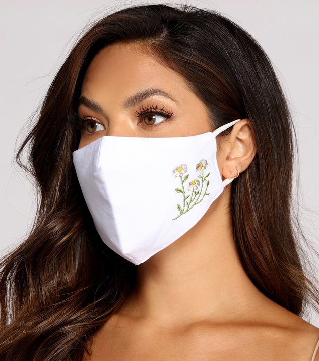 Reusable Chamomile Print Face Mask With Earloops