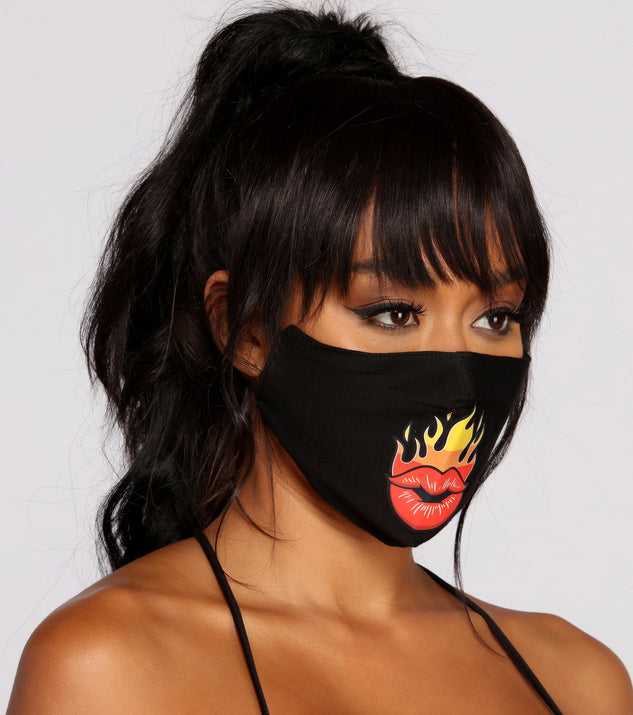 Sassy Flaming Lips Face Mask With Earloops is a trendy pick to create 2023 festival outfits, festival dresses, outfits for concerts or raves, and complete your best party outfits!